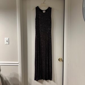 Dark purple sparkle women’s full length sleeveless dress